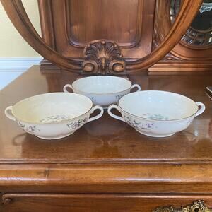 Set of 3 Haviland Brookside Bouillon Cup Soup Bowls - No Chips!